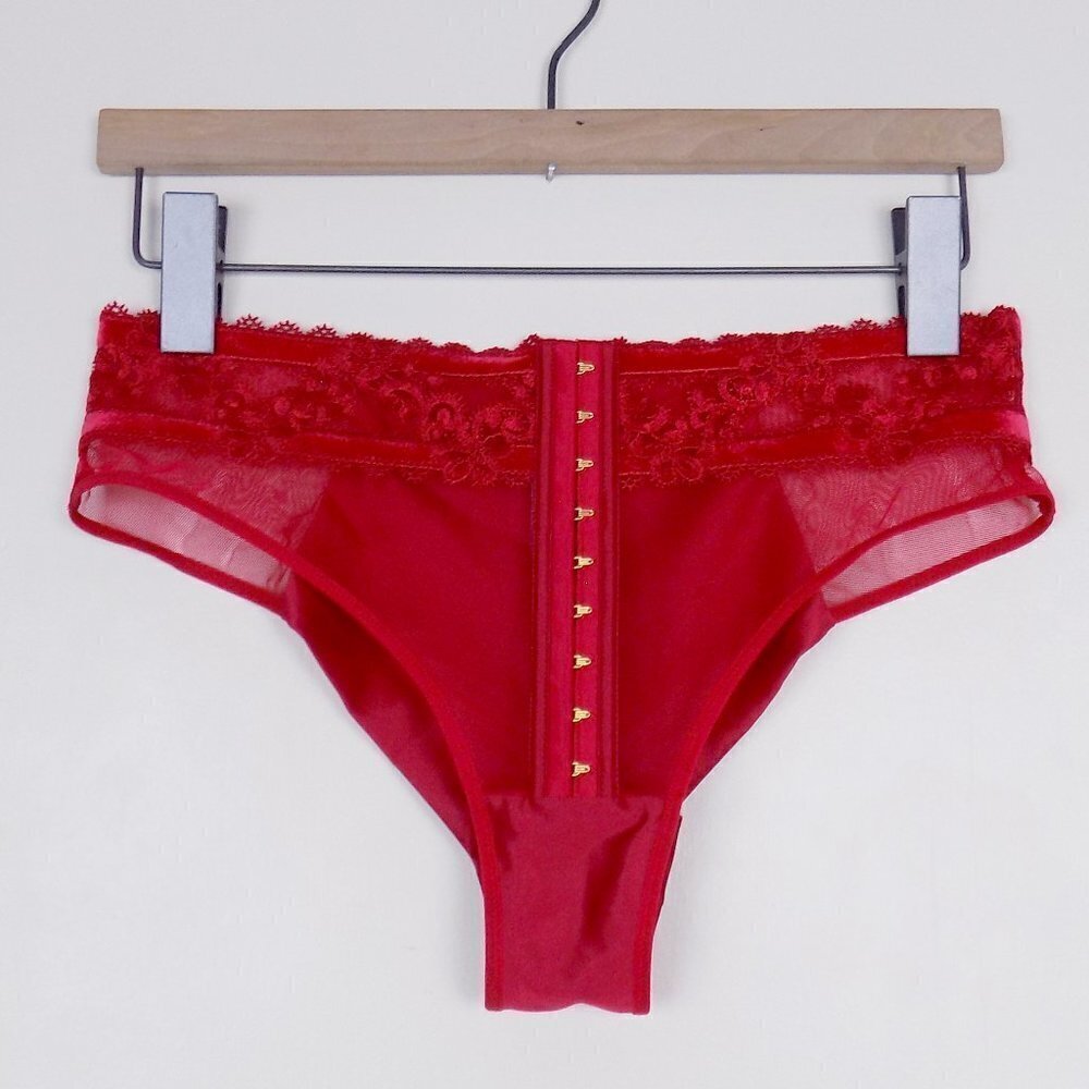 velvet trim midrise cheeky luxe embroidered flower